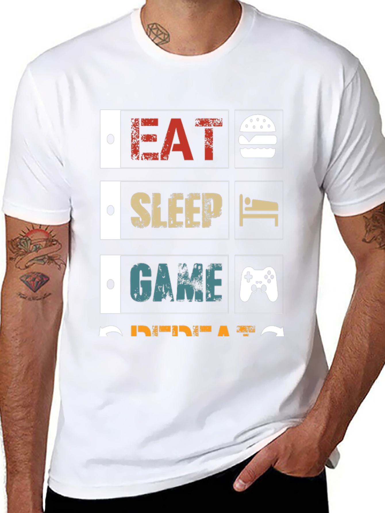 Eat Sleep Game Repeat Black Graphic Tee