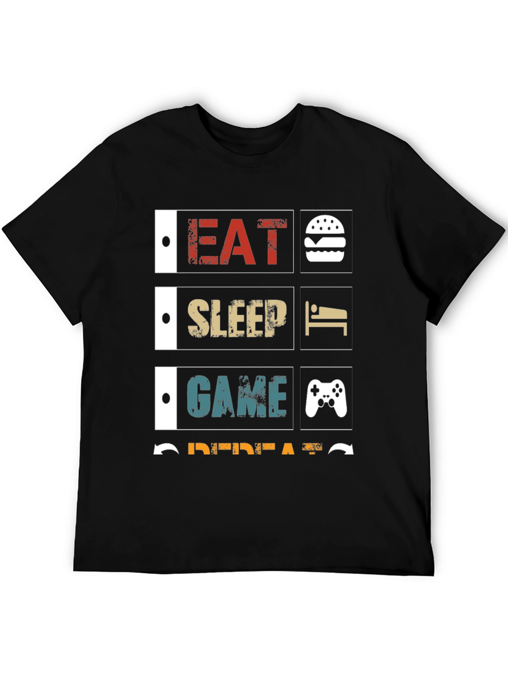 Eat Sleep Game Repeat Black Graphic Tee