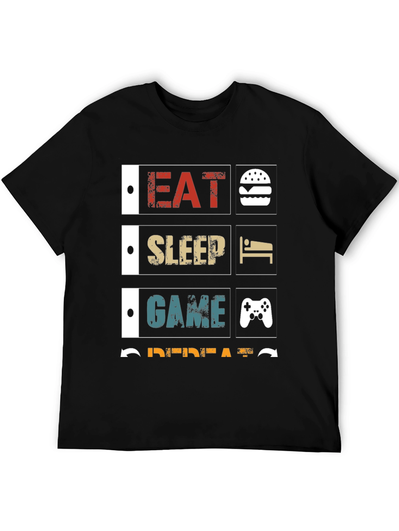 Eat Sleep Game Repeat Black Graphic Tee