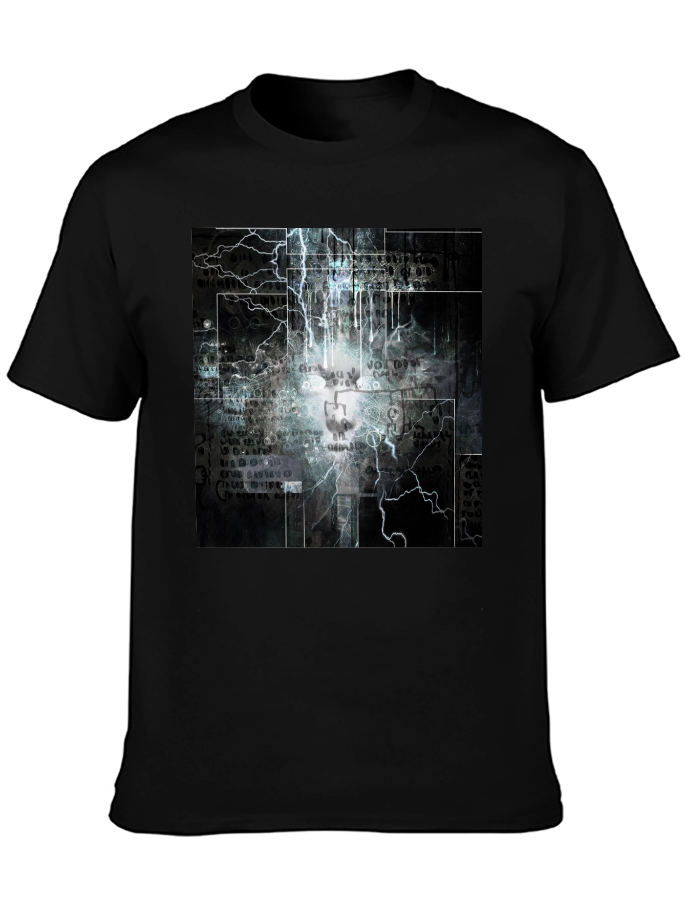 Lightning Skull Graphic Black T-Shirt