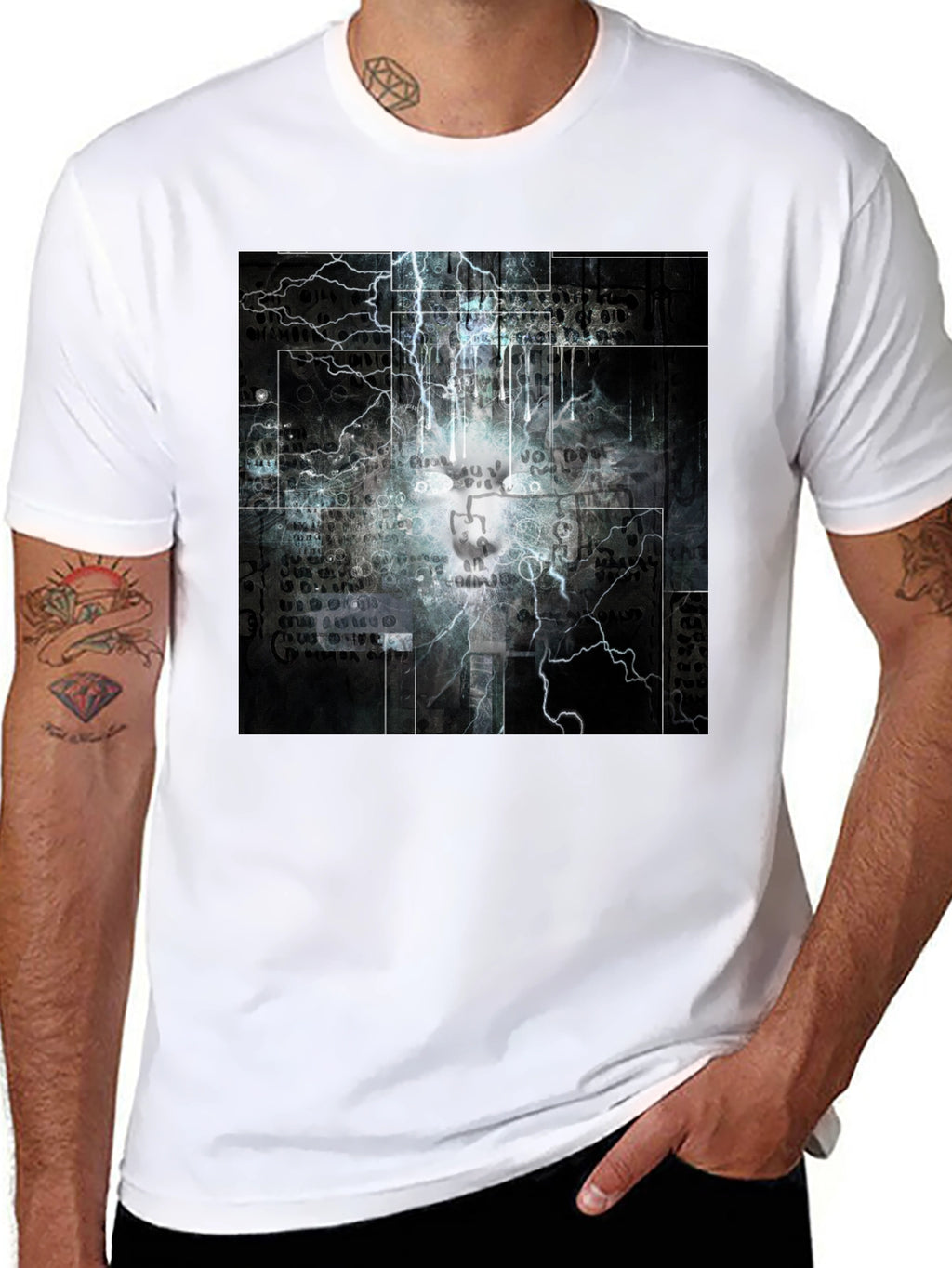 Lightning Skull Graphic Black T-Shirt