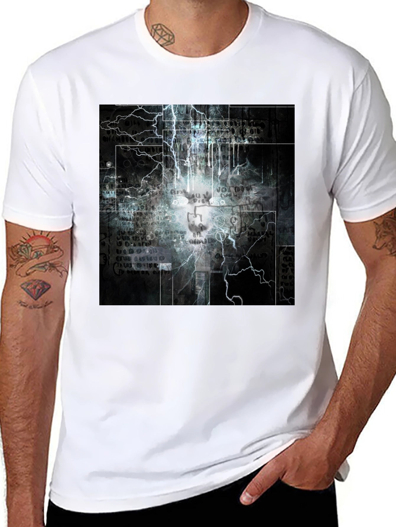 Lightning Skull Graphic Black T-Shirt
