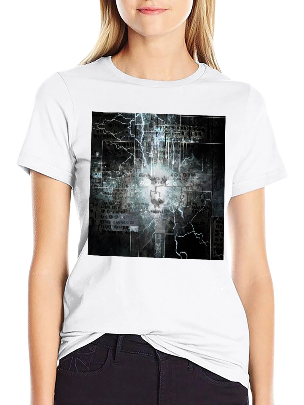 Lightning Skull Graphic Black T-Shirt