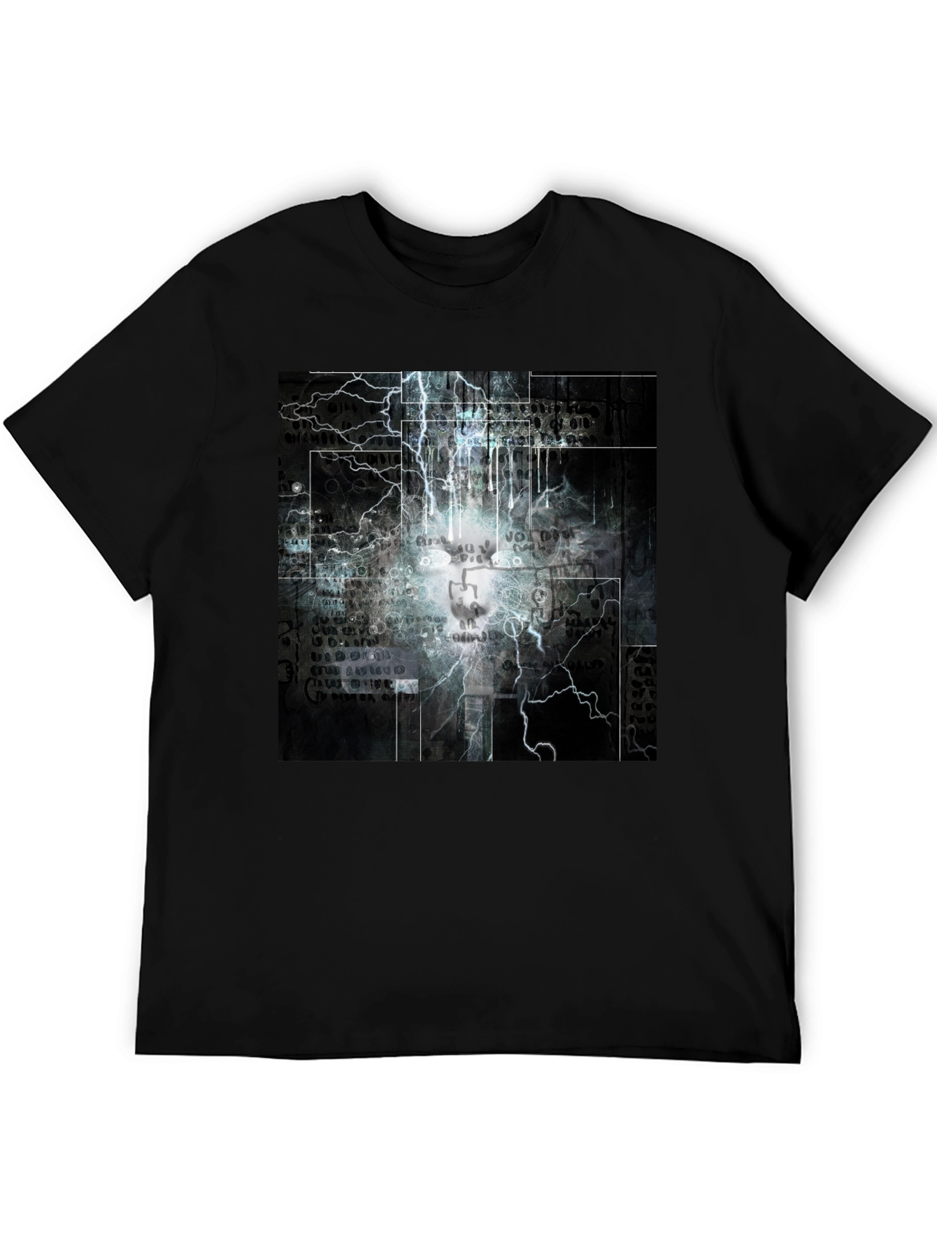 Lightning Skull Graphic Black T-Shirt