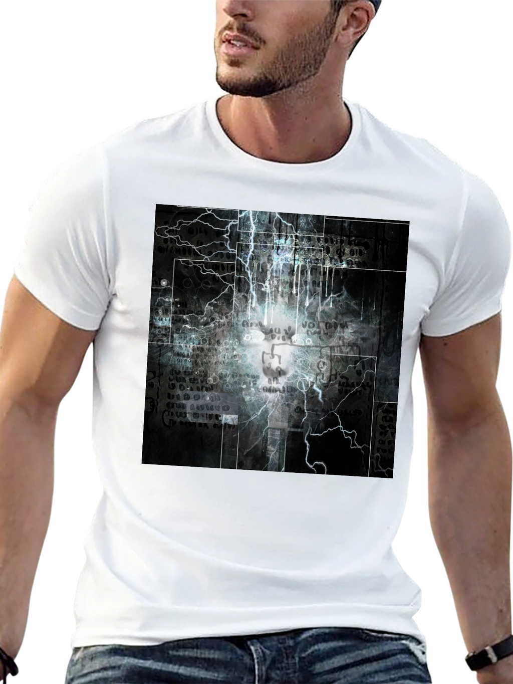 Lightning Skull Graphic Black T-Shirt