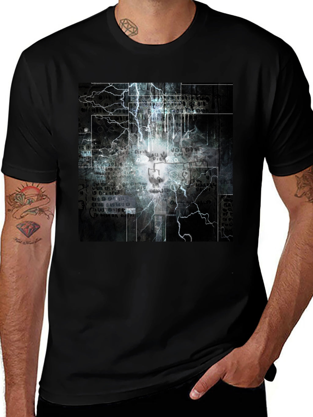 Lightning Skull Graphic Black T-Shirt