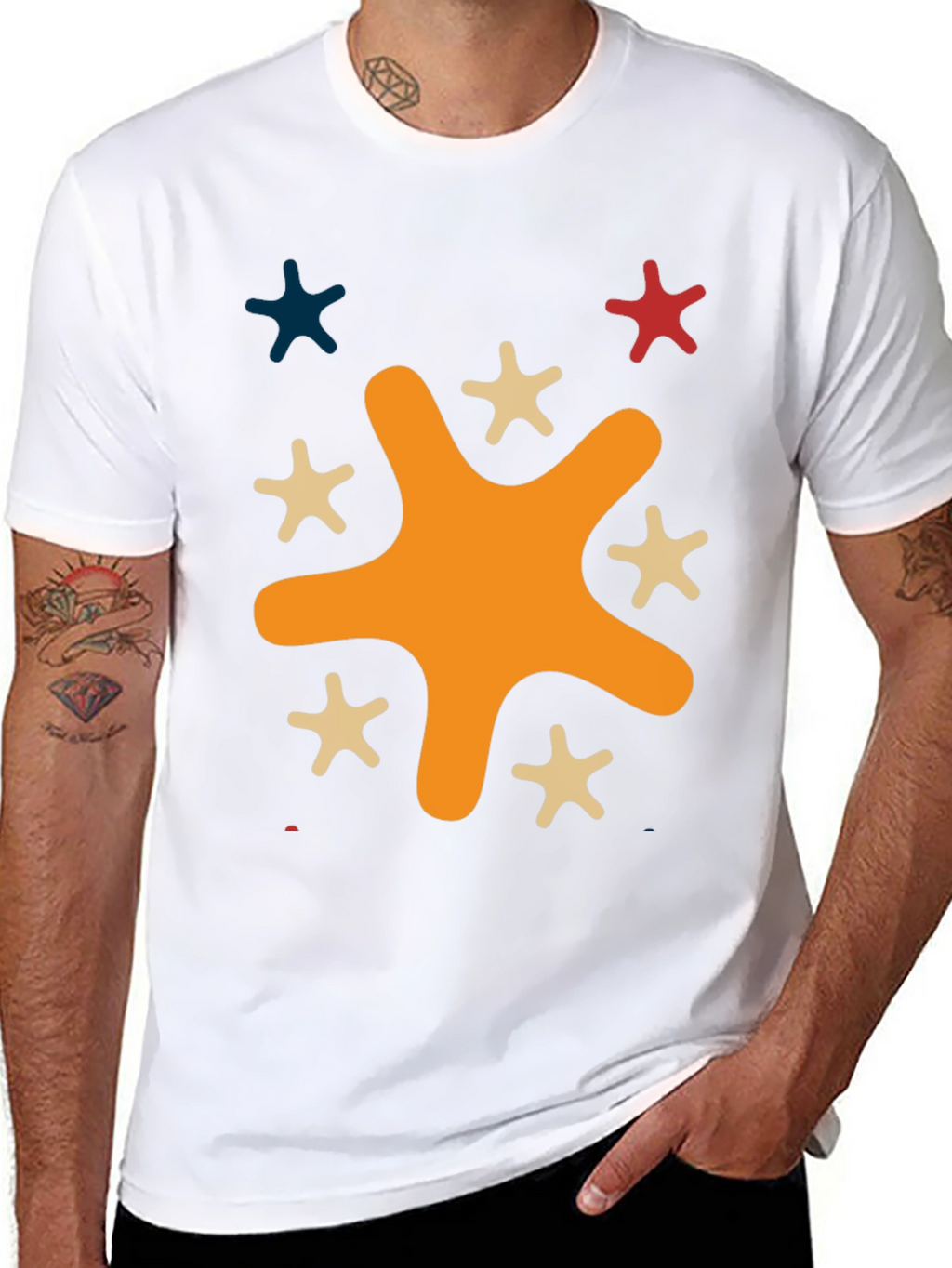 Funky Splatter Star Graphic Tee - Casual Style