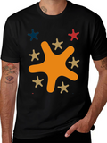 Funky Splatter Star Graphic Tee - Casual Style