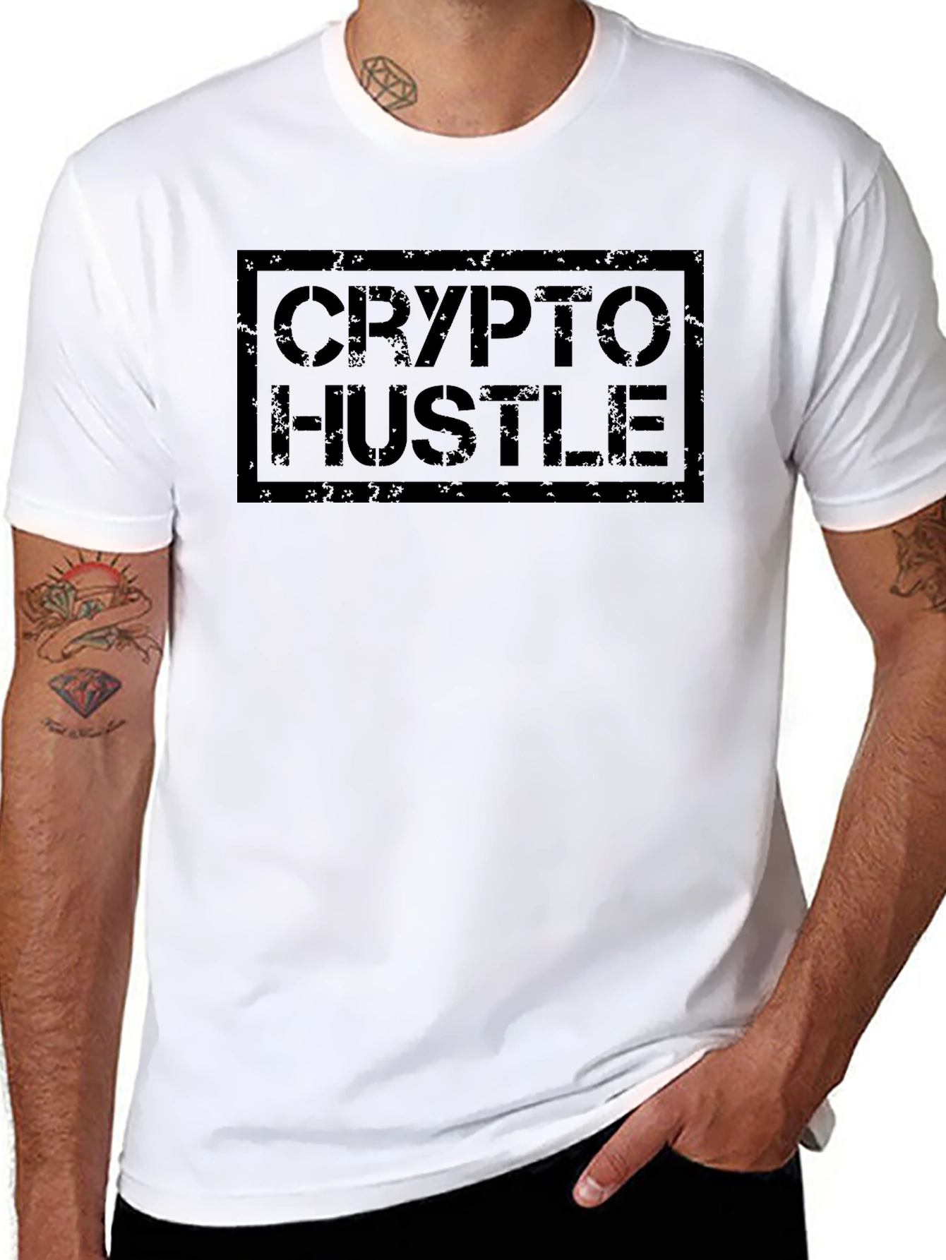 Crypto Hustle Black Graphic Tee - Soft Cotton Blend