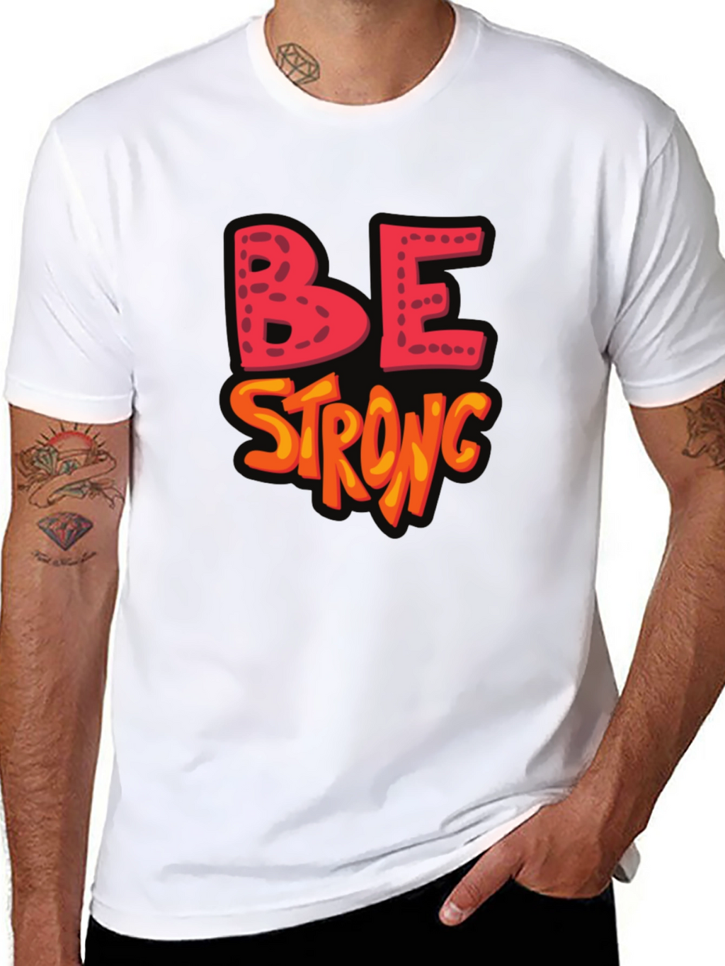 Be Strong Graphic Black T-Shirt