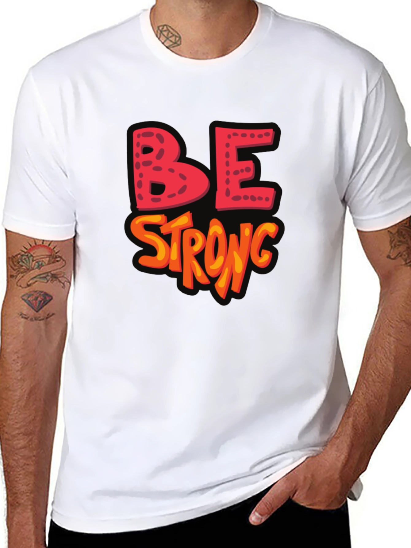Be Strong Graphic Black T-Shirt
