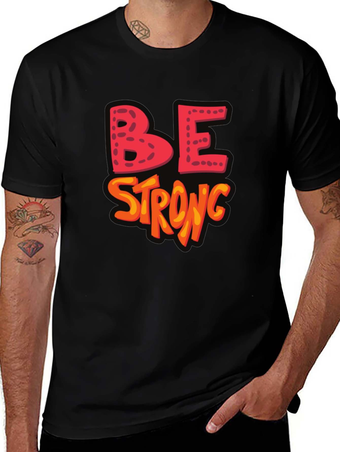 Be Strong Graphic Black T-Shirt