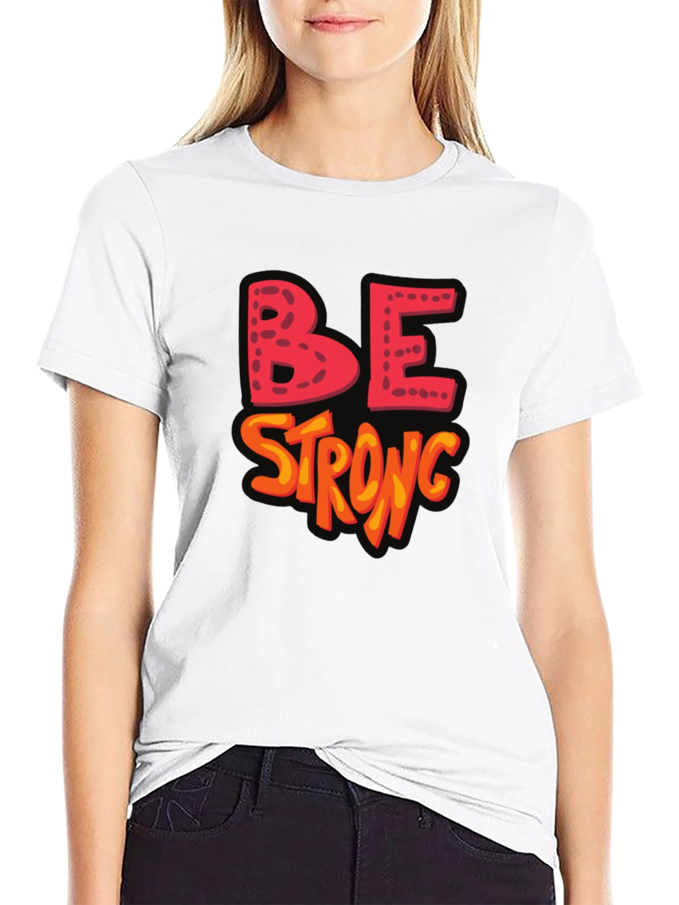 Be Strong Graphic Black T-Shirt