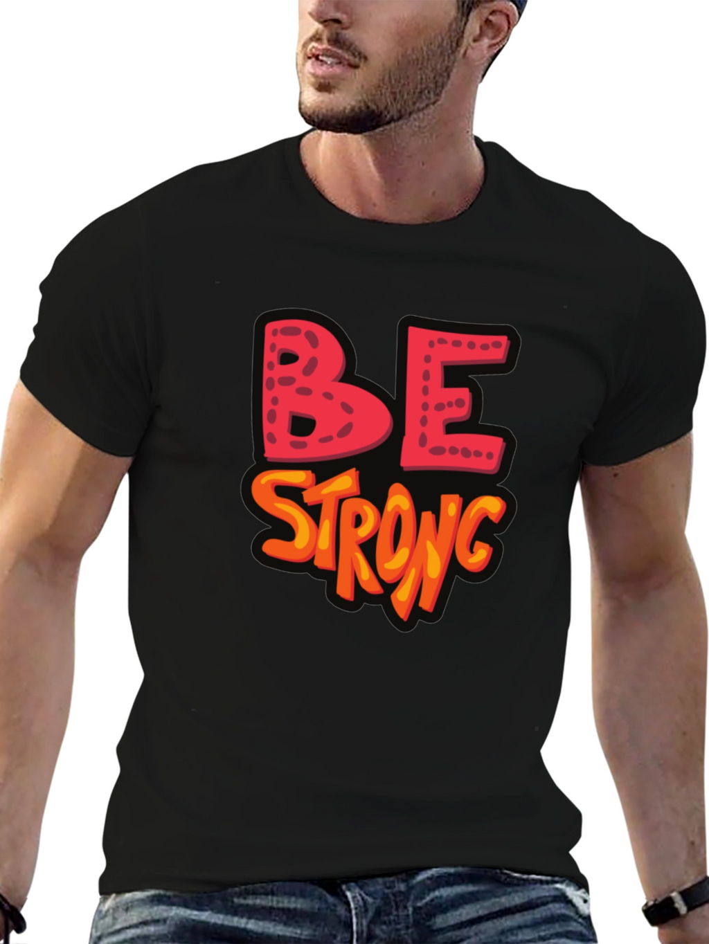 Be Strong Graphic Black T-Shirt