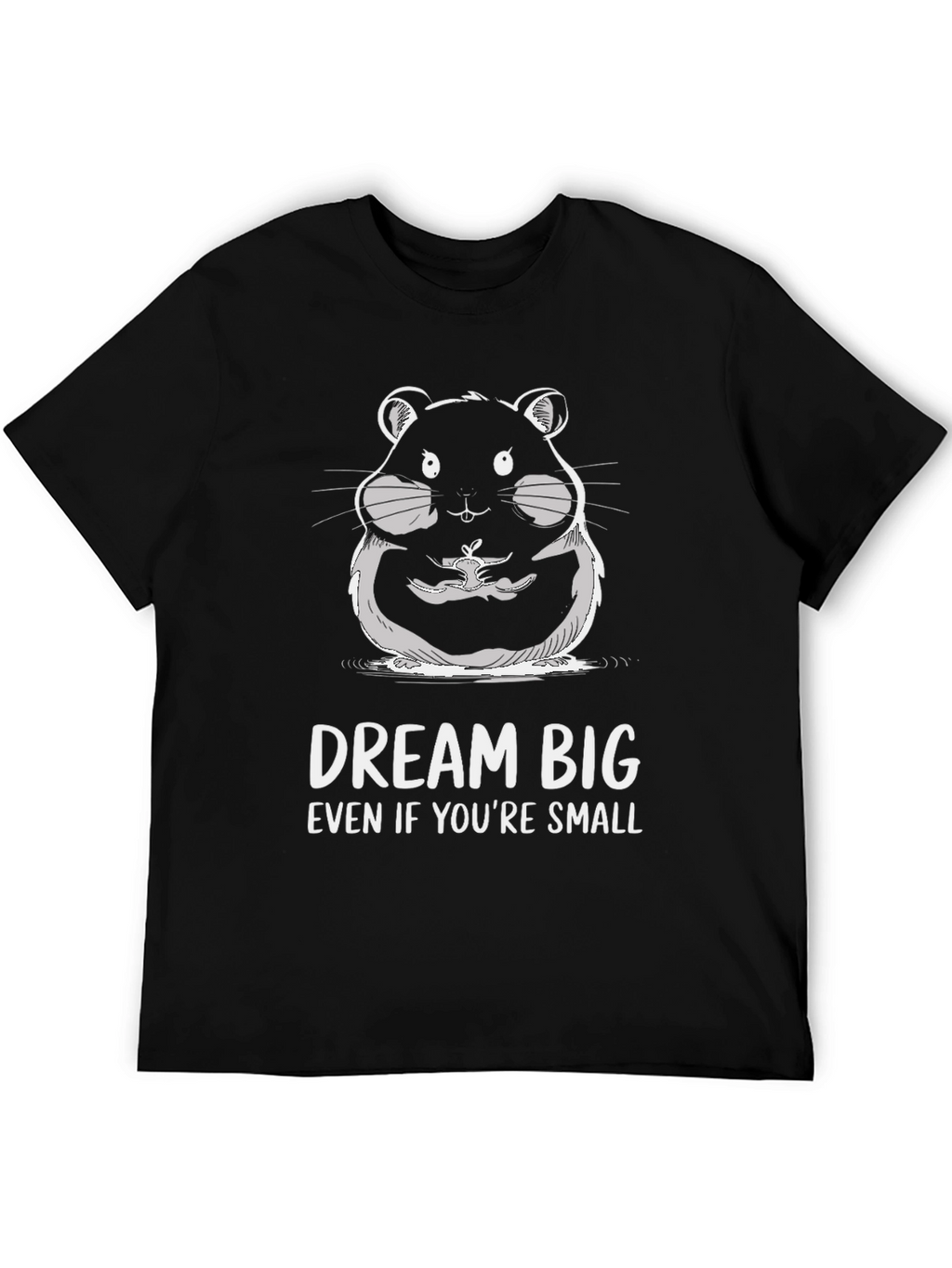 Dream Big Hamster Graphic Black T-Shirt