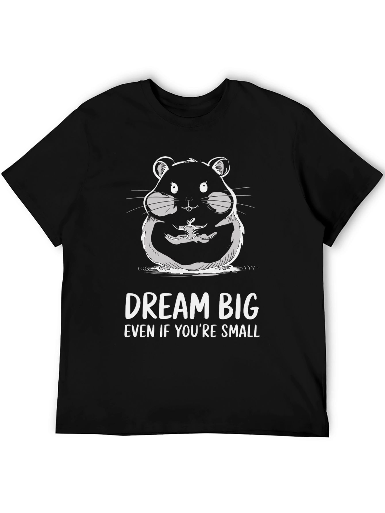 Dream Big Hamster Graphic Black T-Shirt