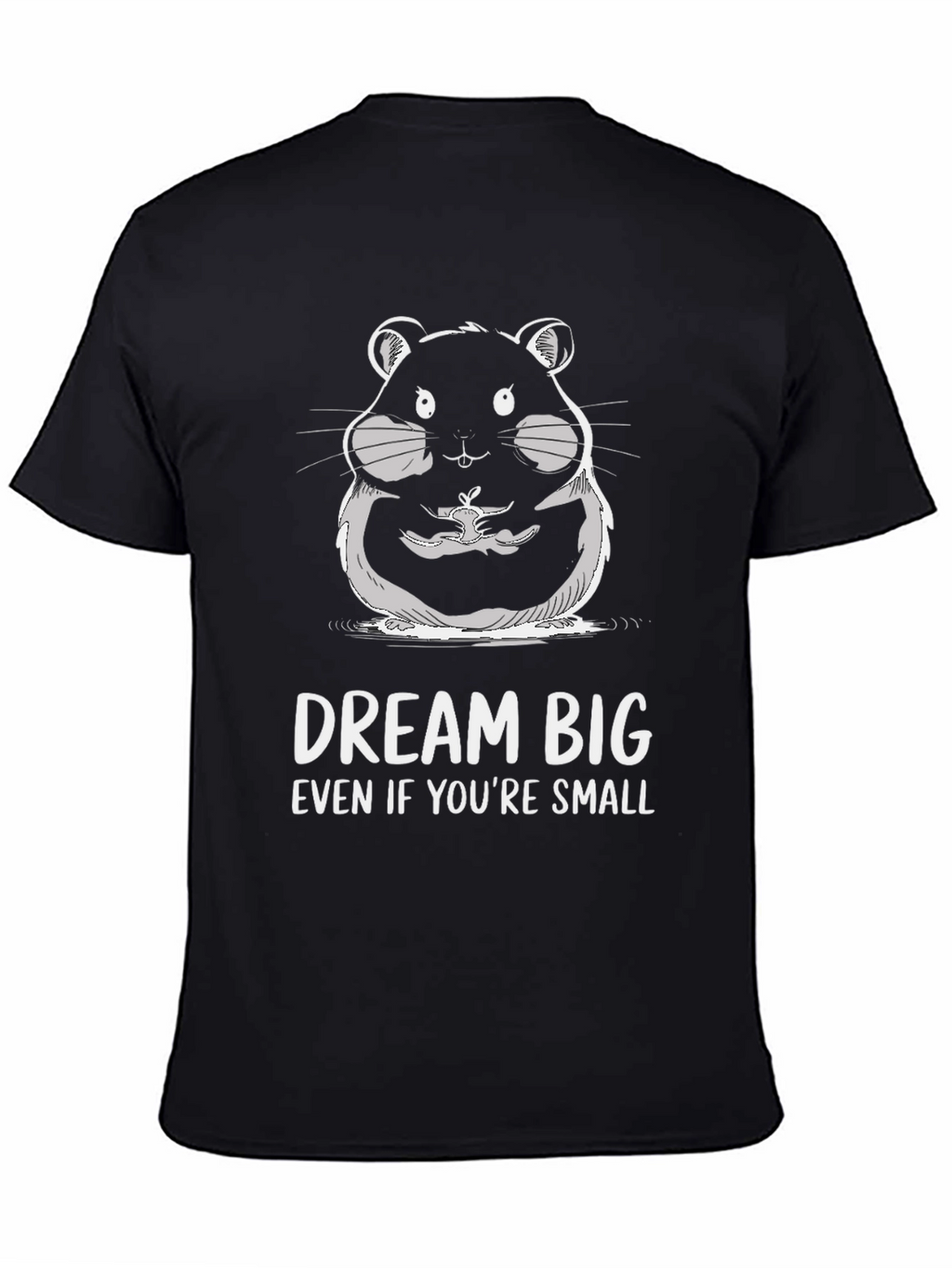 Dream Big Hamster Graphic Black T-Shirt