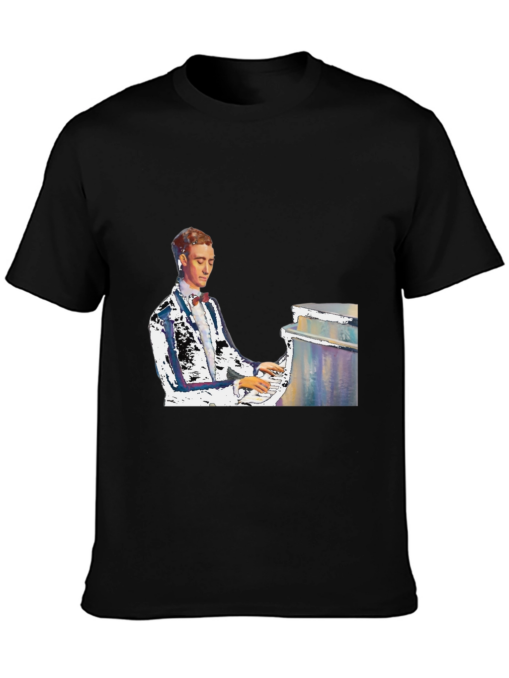 Piano Man Graphic Tee - Black Cotton T-Shirt