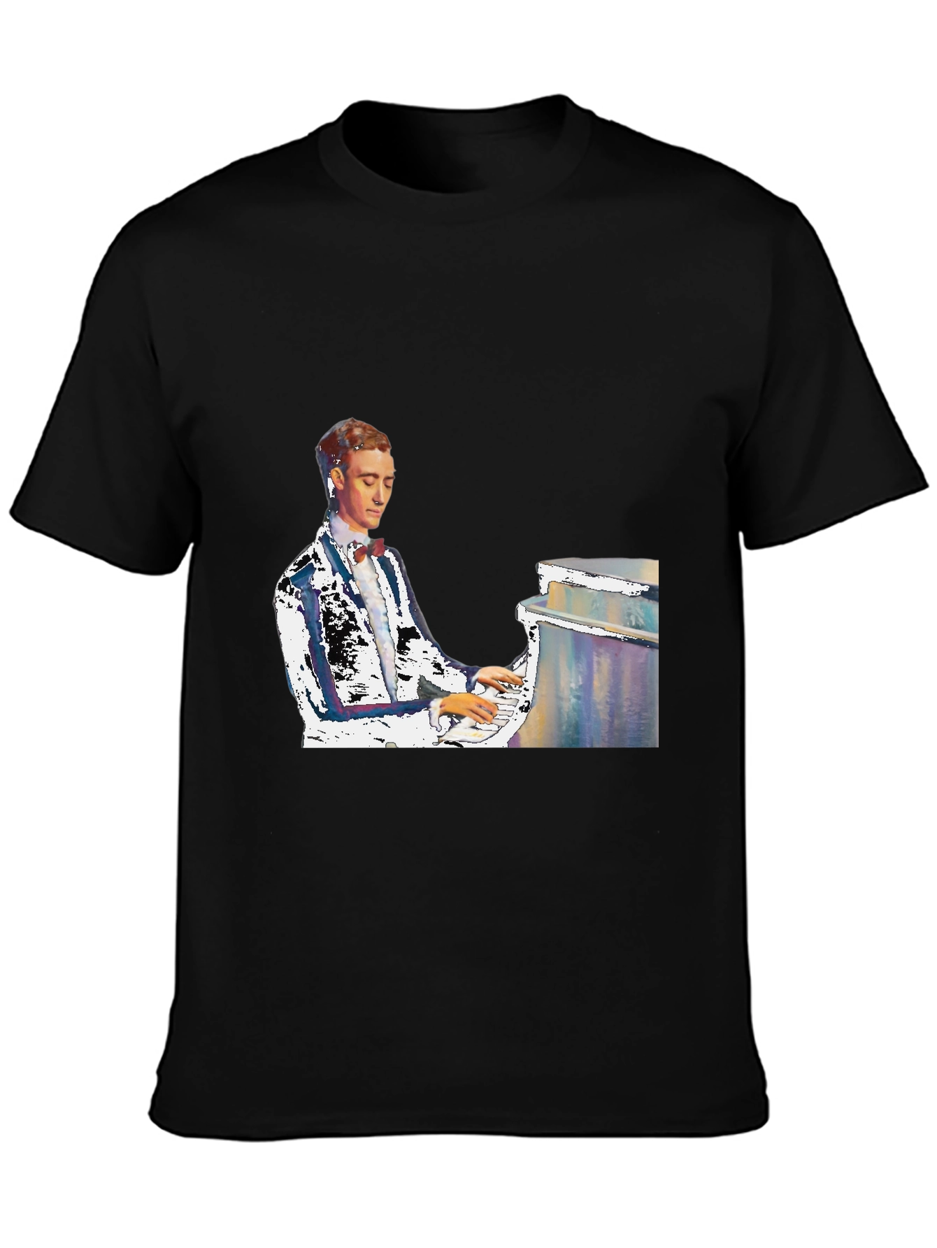 Piano Man Graphic Tee - Black Cotton T-Shirt