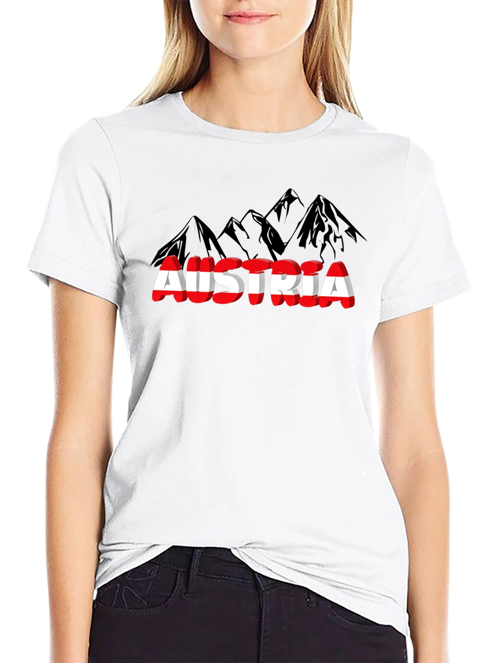 Austria Flag Mountain T-Shirt Black