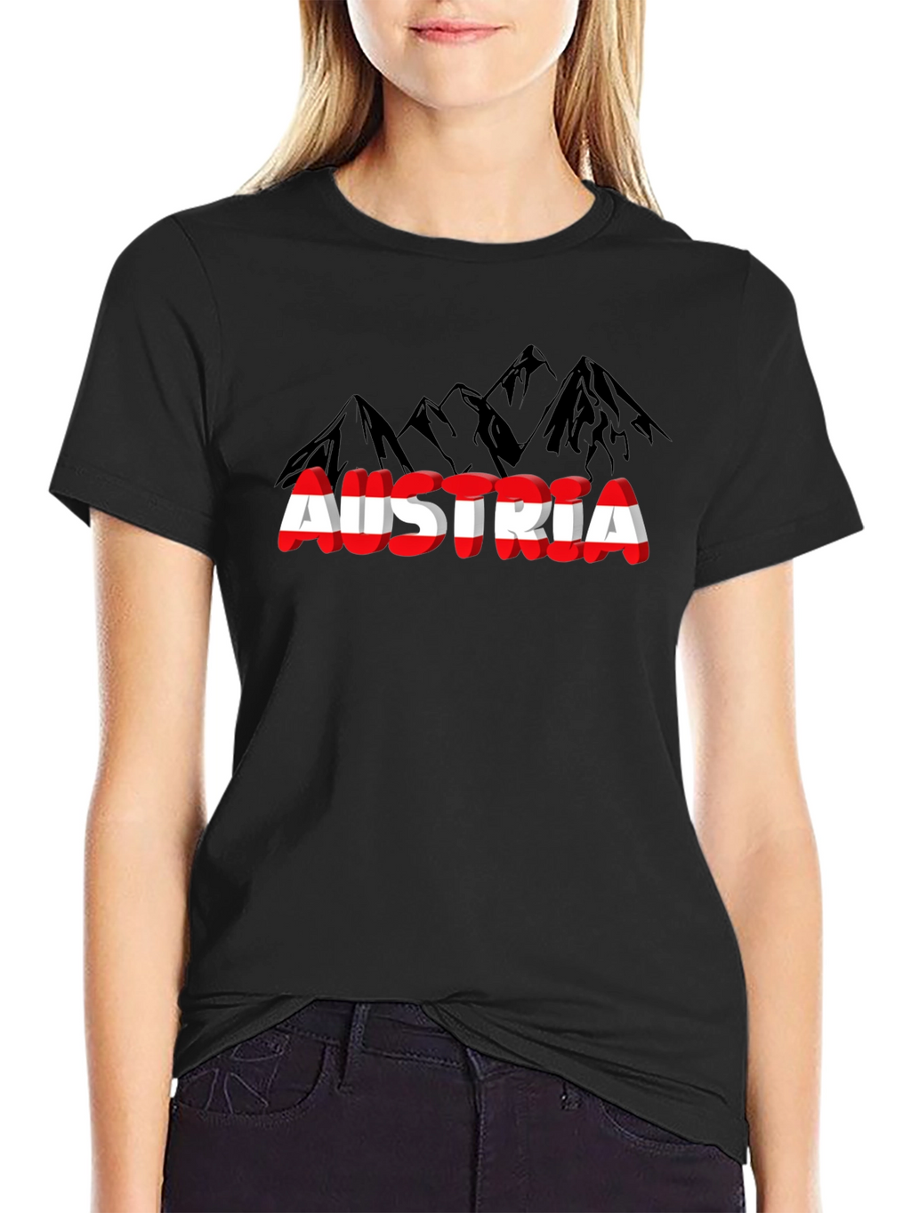 Austria Flag Mountain T-Shirt Black