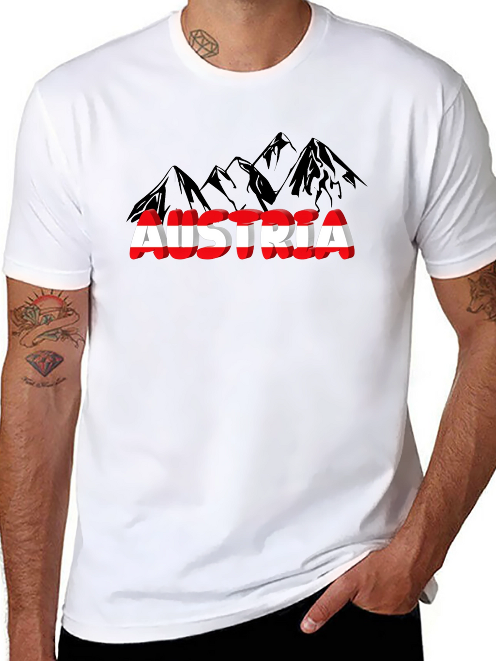 Austria Flag Mountain T-Shirt Black
