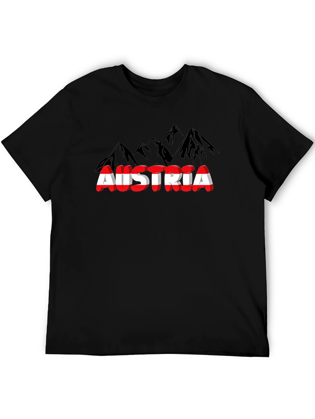 Austria Flag Mountain T-Shirt Black