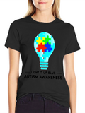 Autism Awareness Light Bulb Graphic Tee - Black