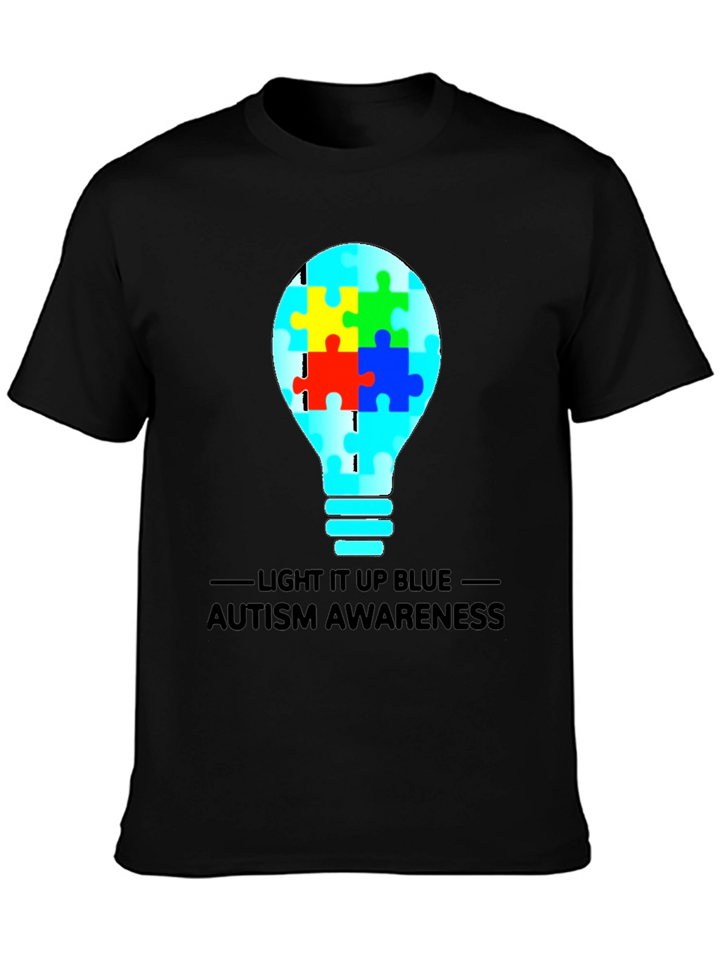 Autism Awareness Light Bulb Graphic Tee - Black