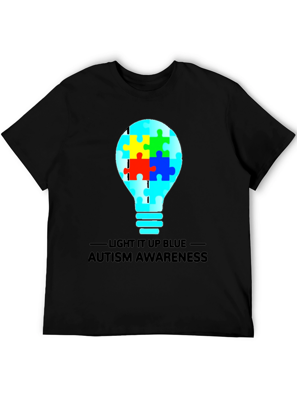 Autism Awareness Light Bulb Graphic Tee - Black