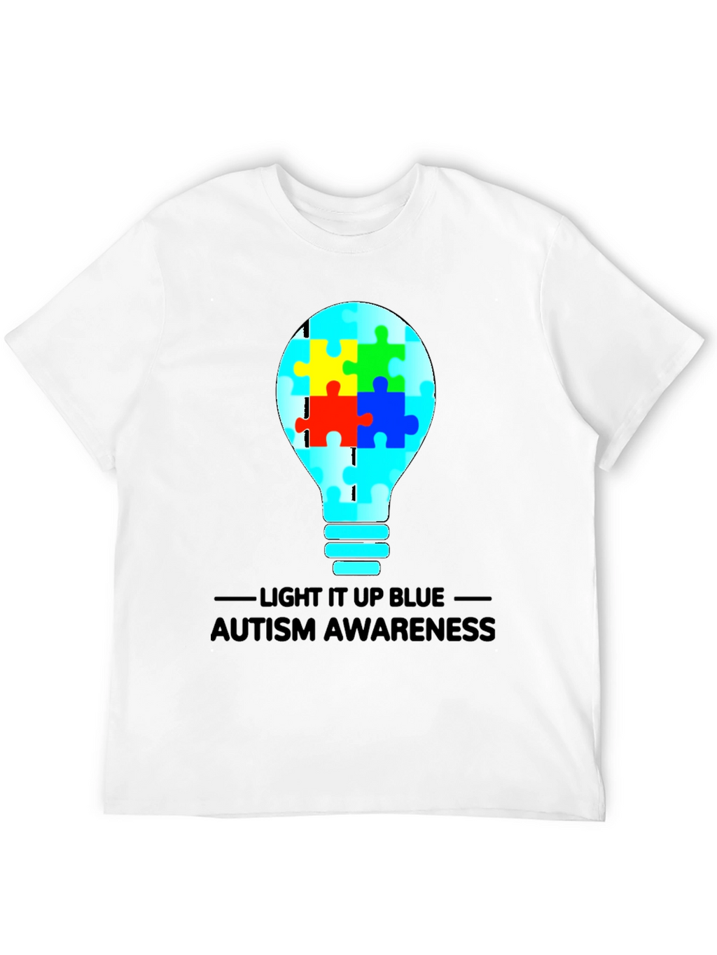 Autism Awareness Light Bulb Graphic Tee - Black