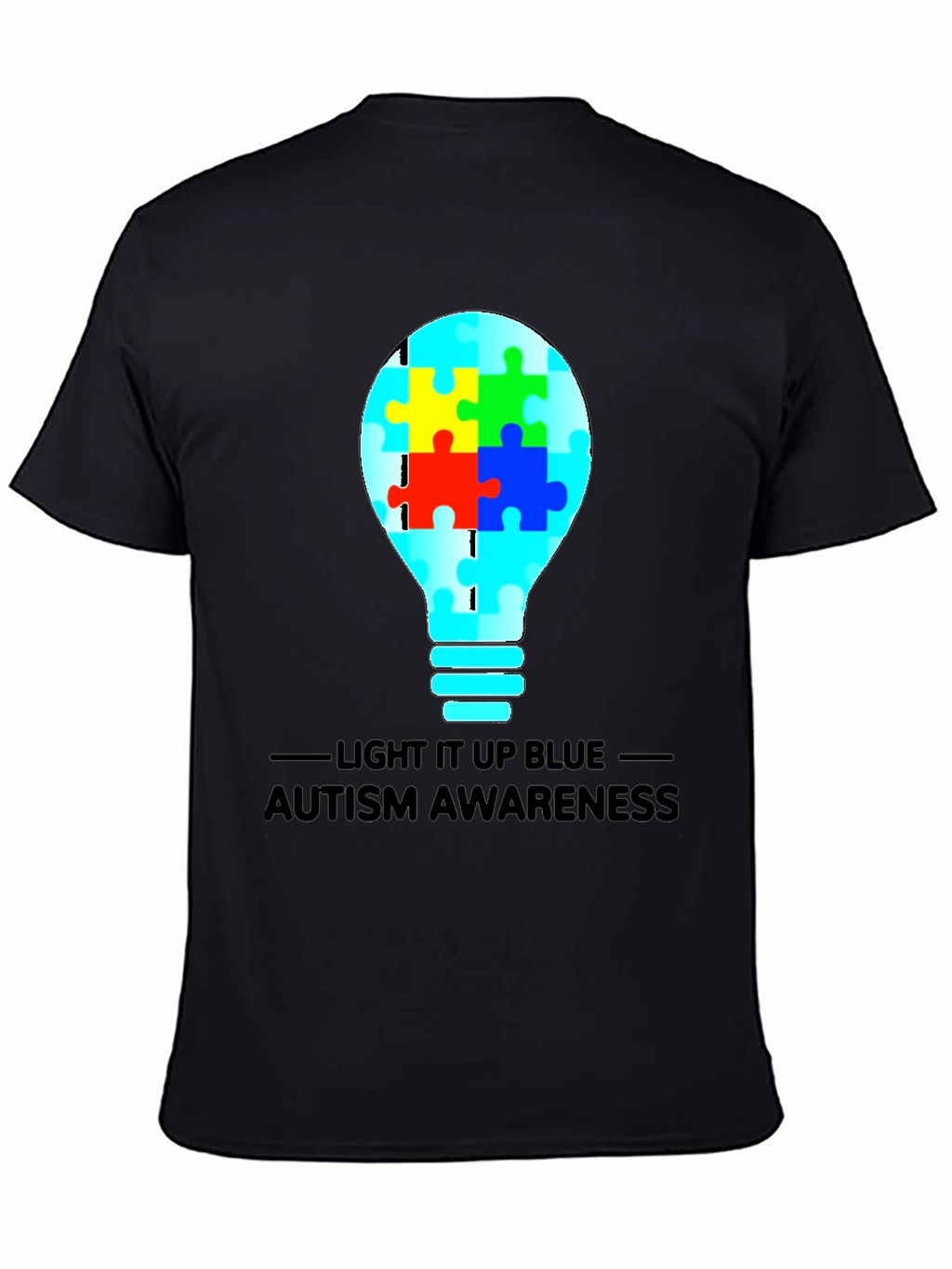 Autism Awareness Light Bulb Graphic Tee - Black
