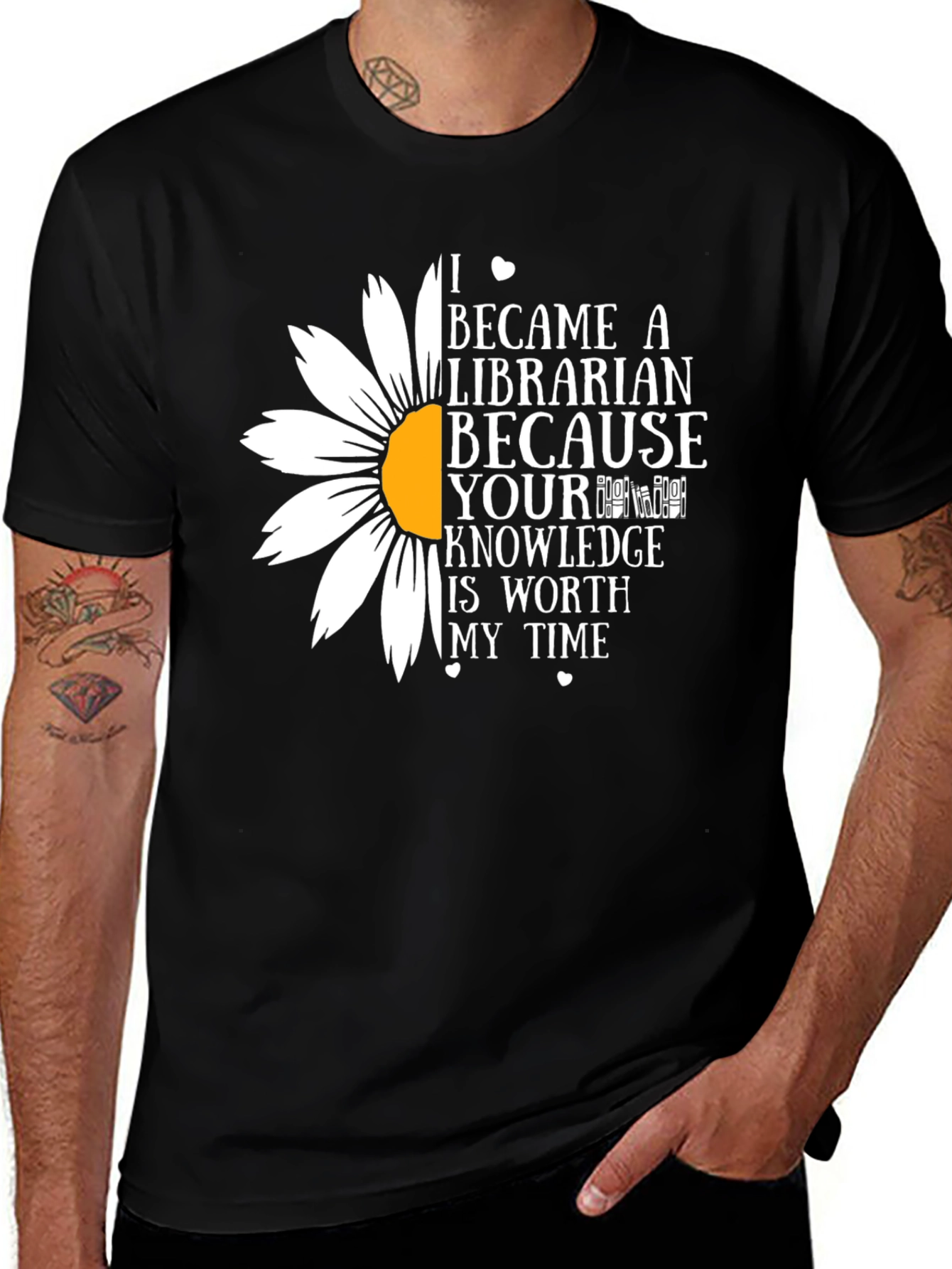 Librarian Daisy Graphic Tee - Knowledge is Worth My Time