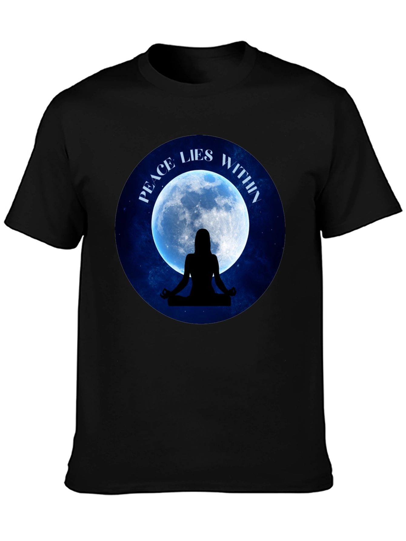 Peace Within T-Shirt - Meditating Silhouette Moon Graphic Tee