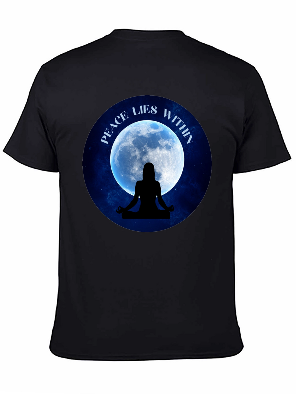 Peace Within T-Shirt - Meditating Silhouette Moon Graphic Tee