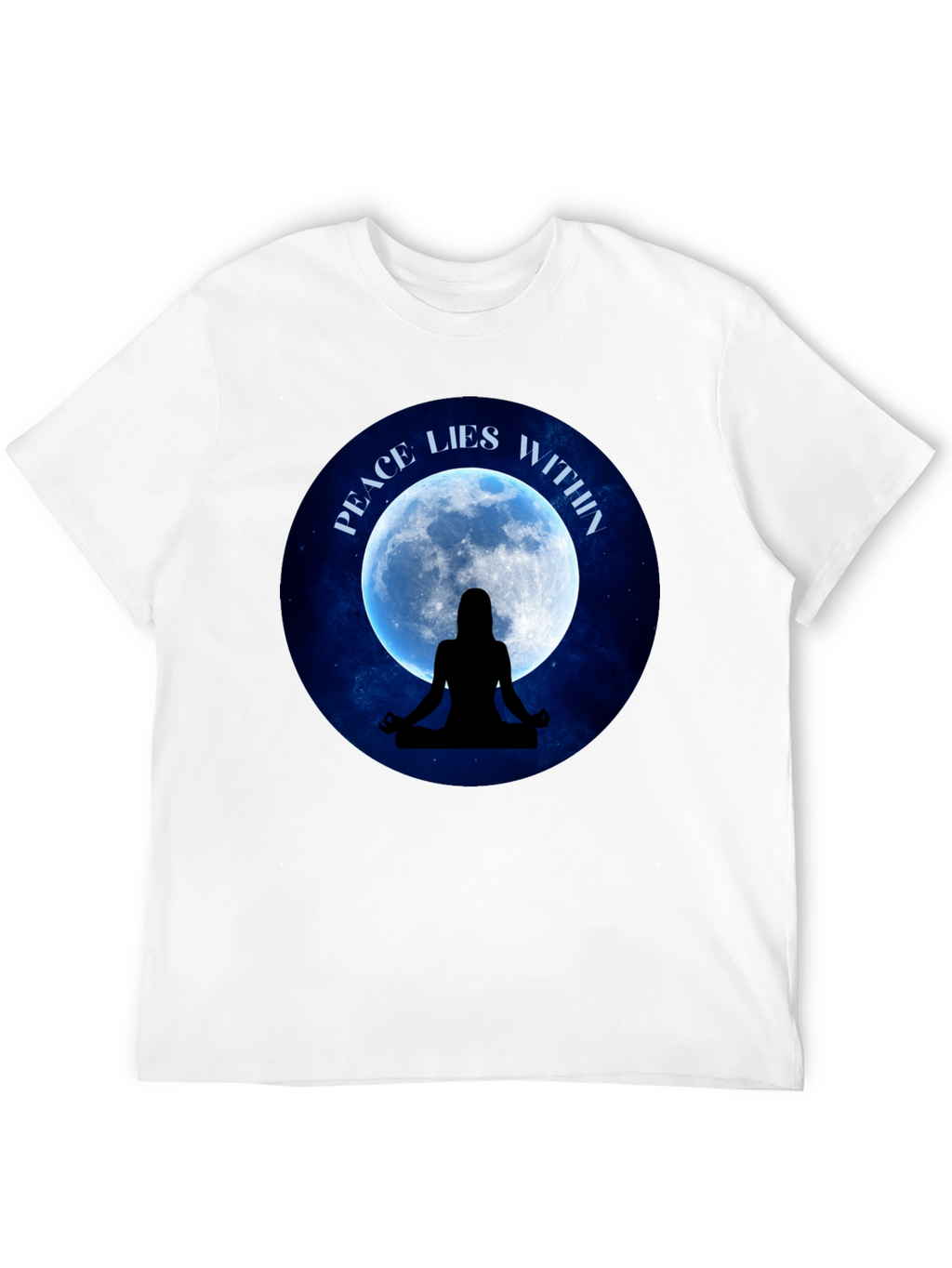 Peace Within T-Shirt - Meditating Silhouette Moon Graphic Tee