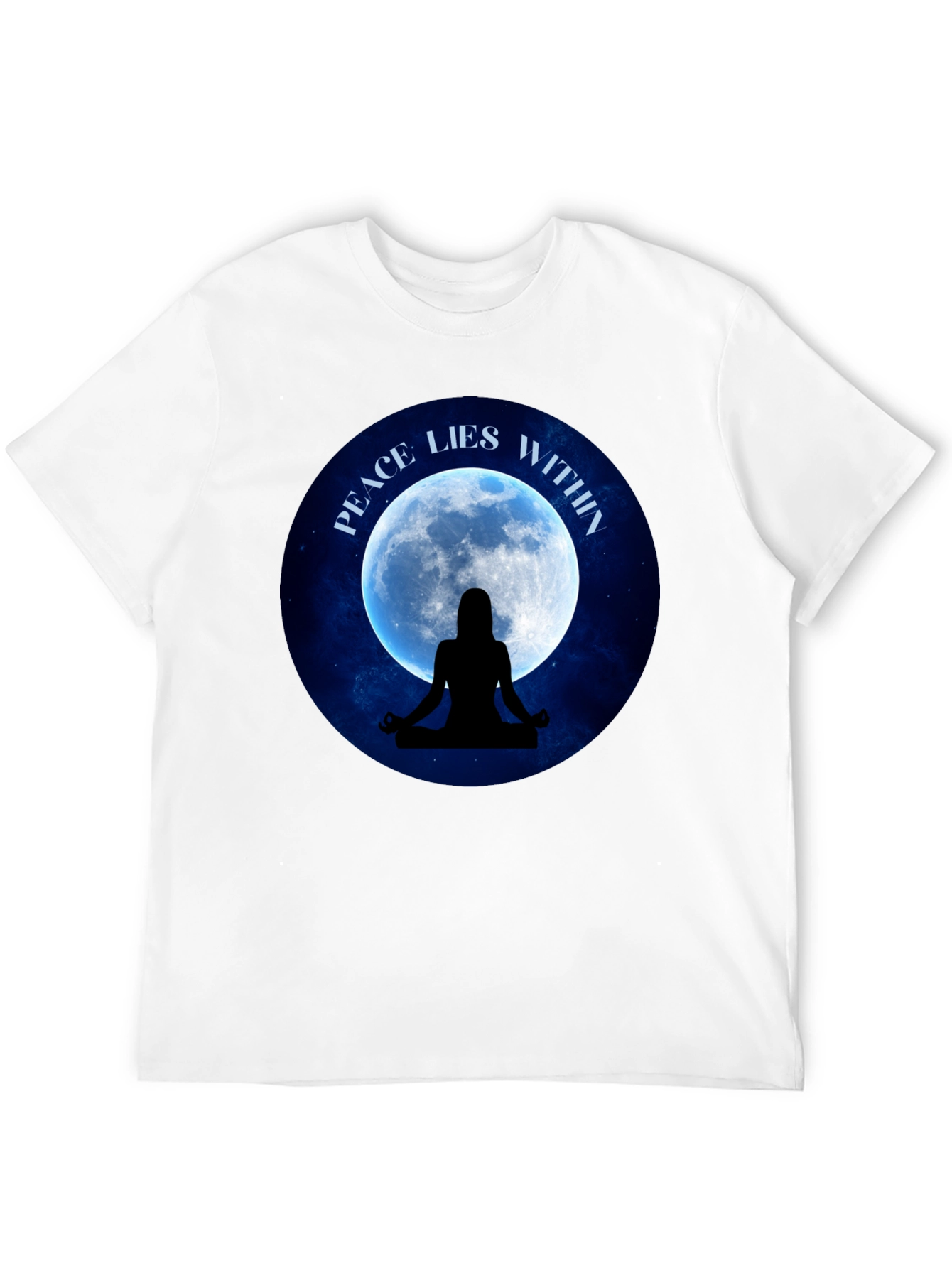 Peace Within T-Shirt - Meditating Silhouette Moon Graphic Tee