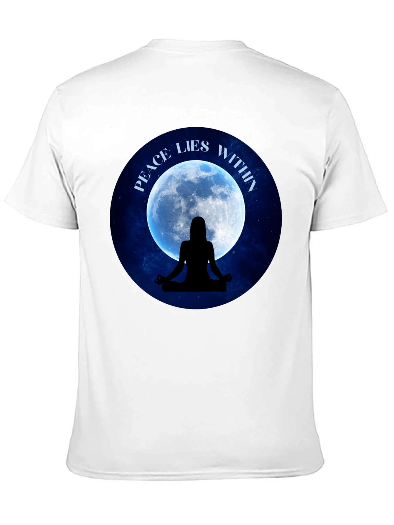 Peace Within T-Shirt - Meditating Silhouette Moon Graphic Tee