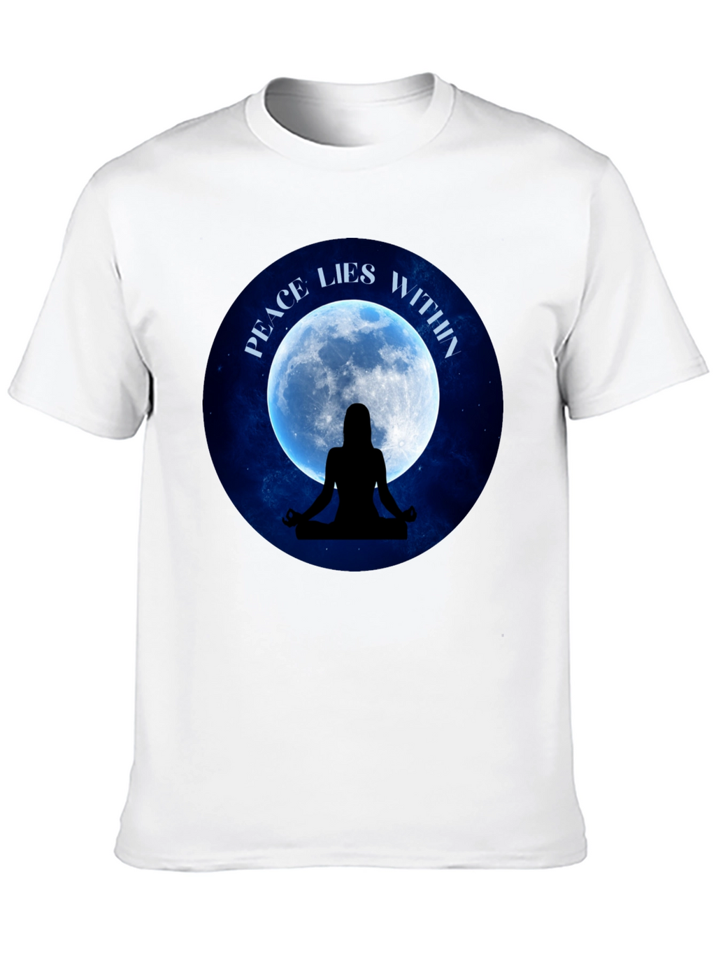 Peace Within T-Shirt - Meditating Silhouette Moon Graphic Tee