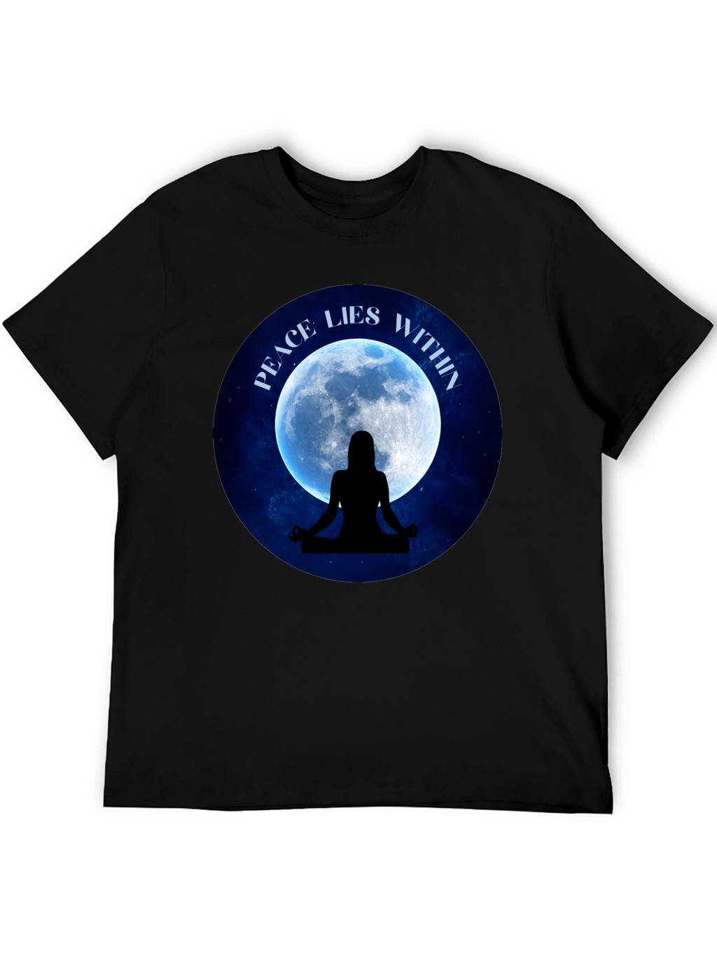 Peace Within T-Shirt - Meditating Silhouette Moon Graphic Tee