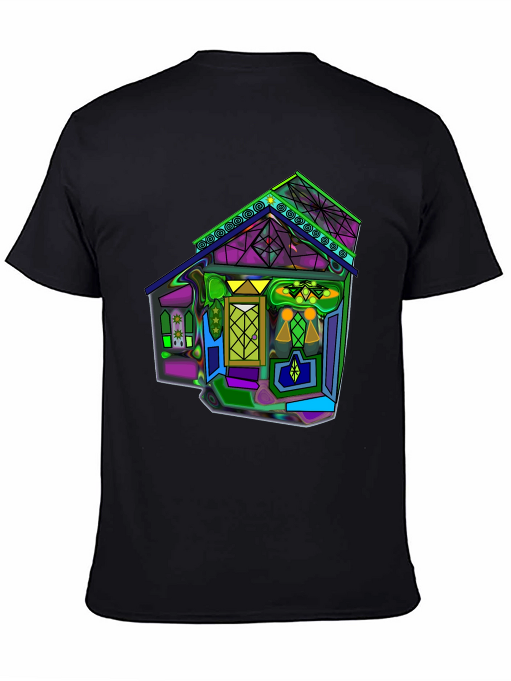 Vivid Geometric House Graphic T-Shirt