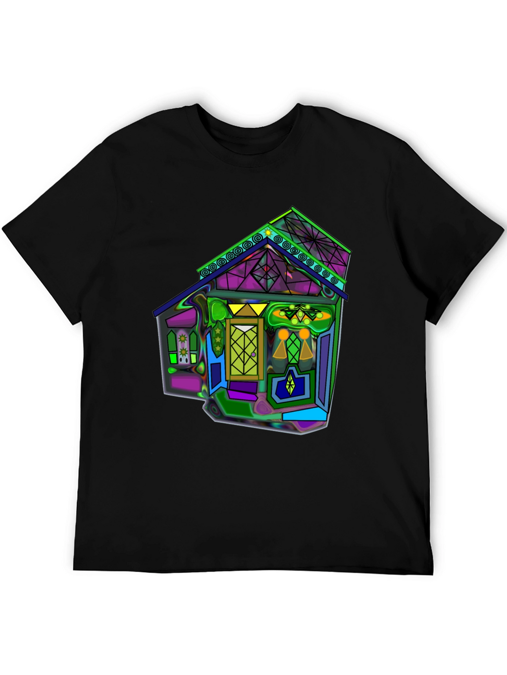 Vivid Geometric House Graphic T-Shirt