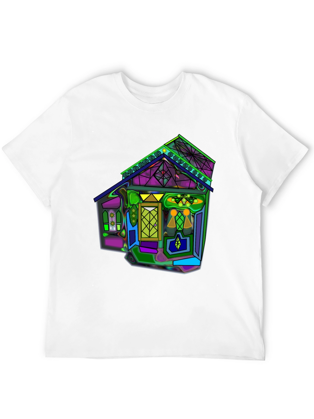 Vivid Geometric House Graphic T-Shirt