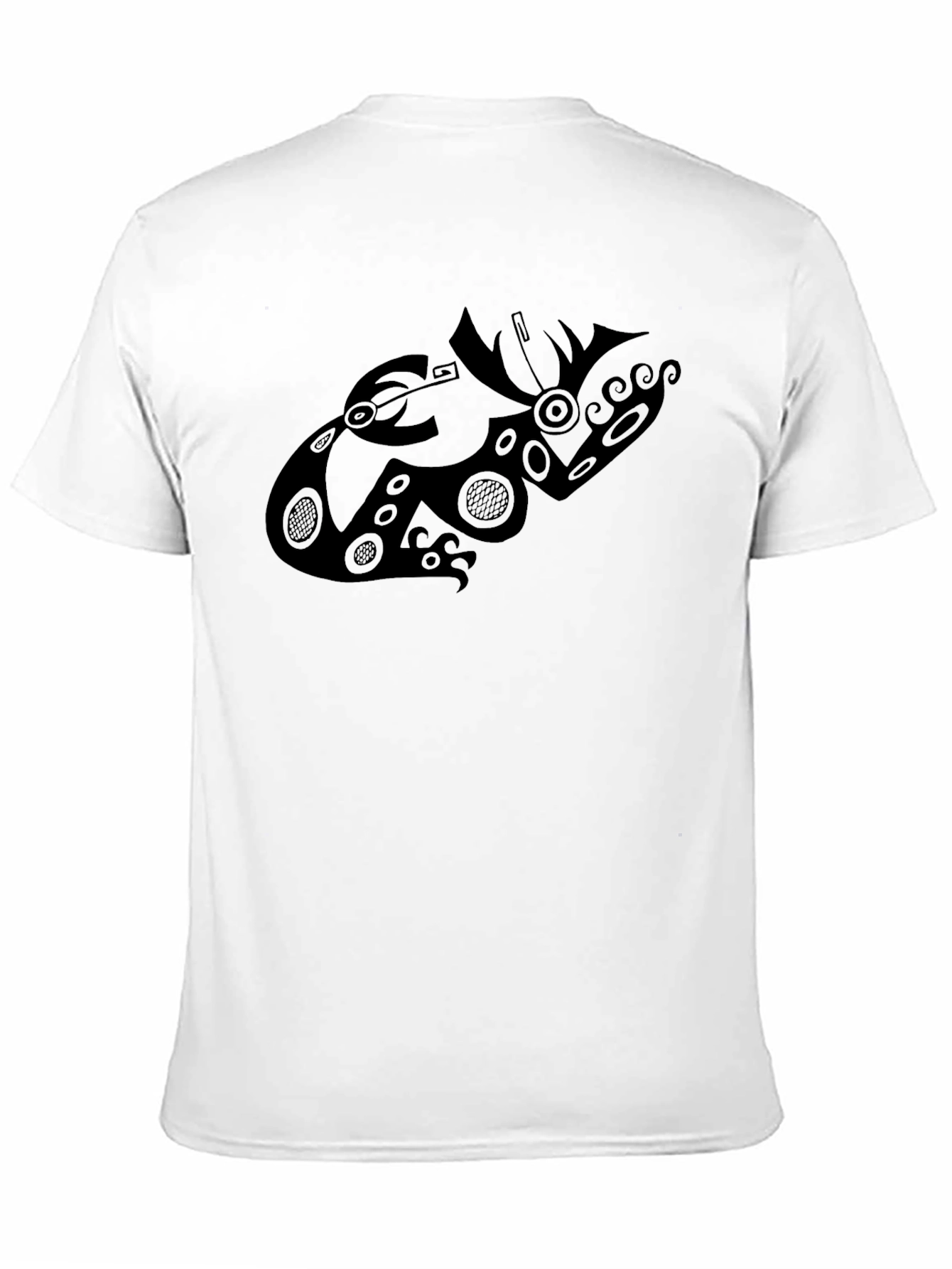 Black T-Shirt with Abstract Tribal Design