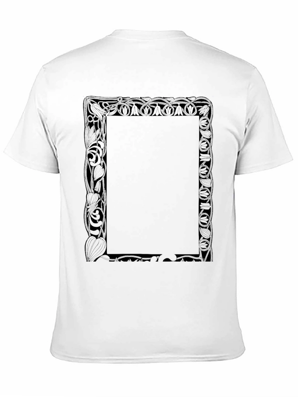 Black Graphic Tee with Decorative Frame