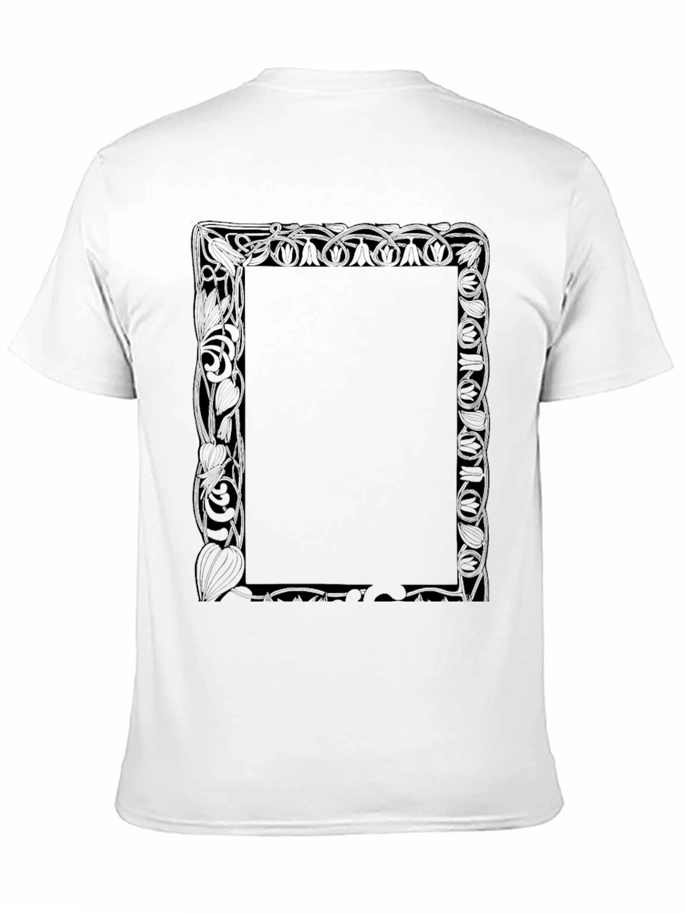 Black Graphic Tee with Decorative Frame