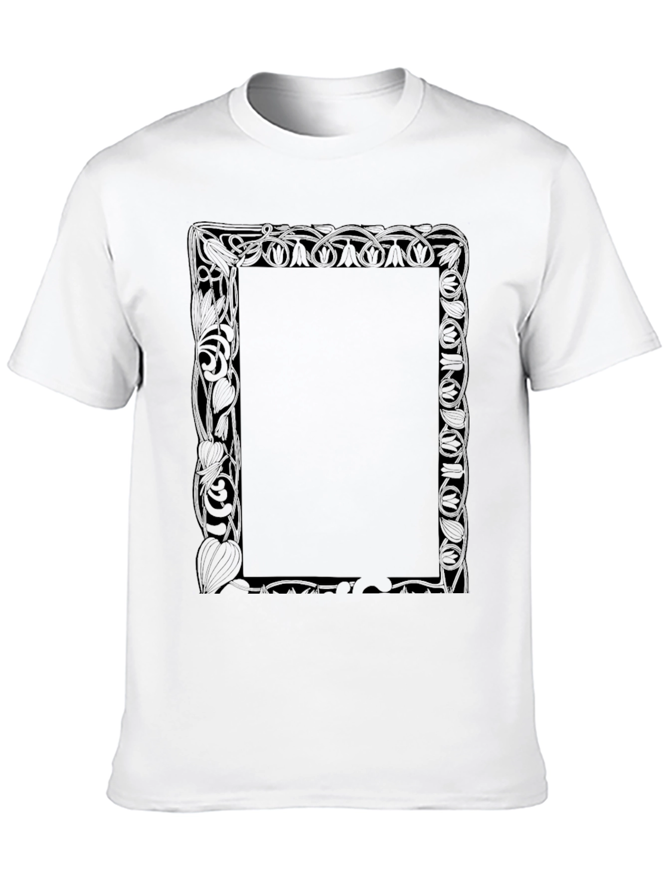 Black Graphic Tee with Decorative Frame