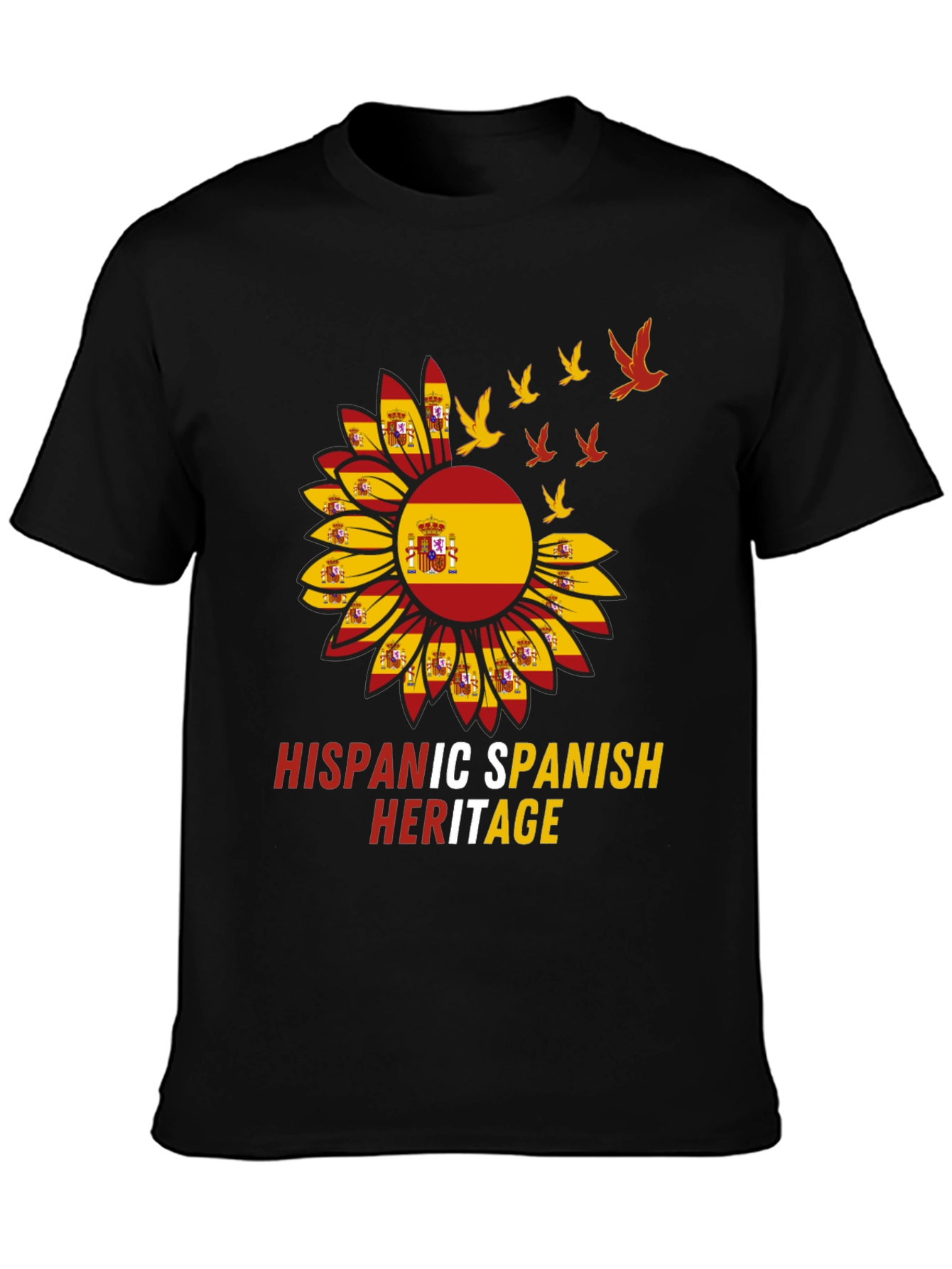 Hispanic Spanish Heritage T-Shirt Sunflower Birds