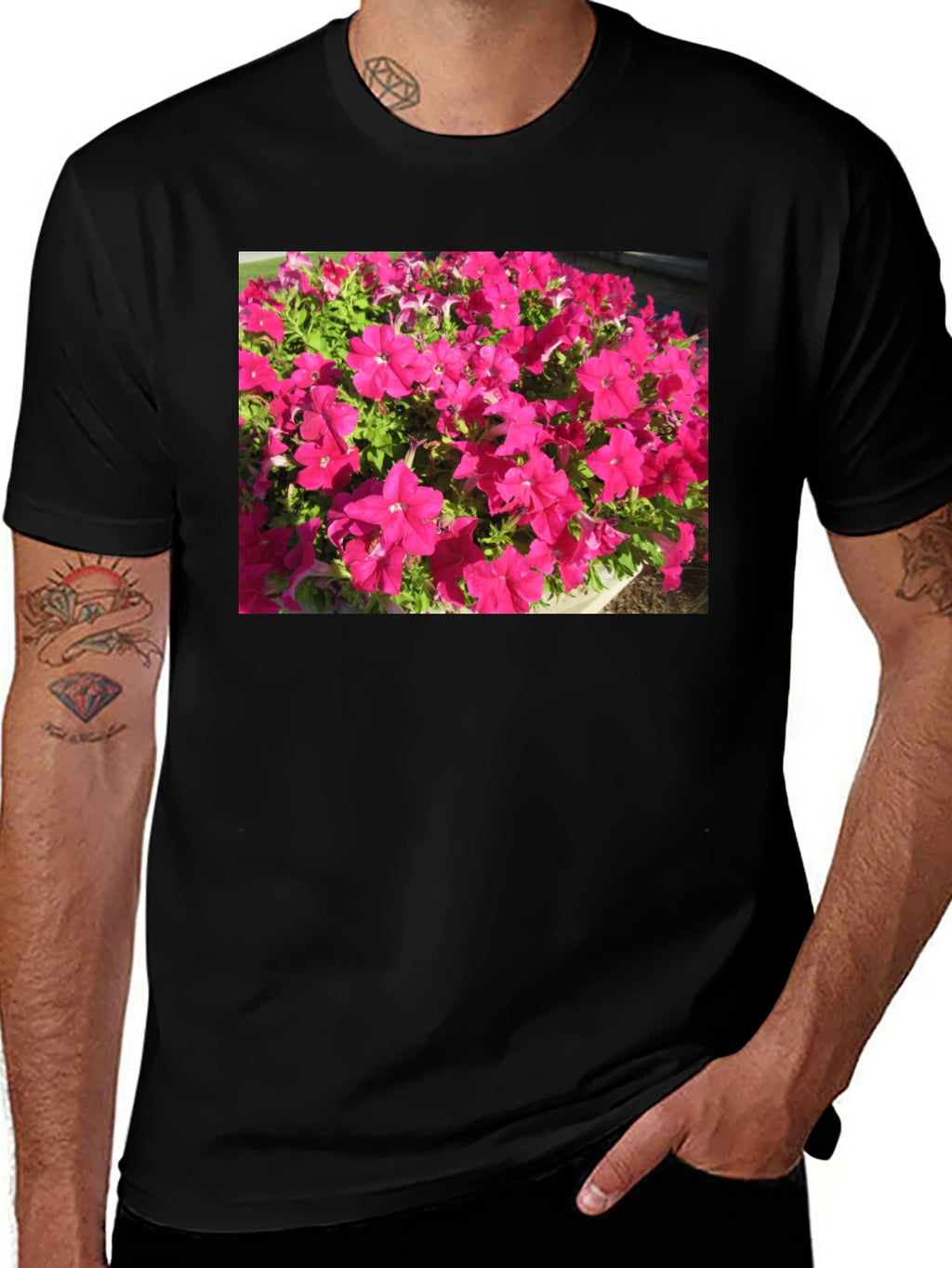 Floral Print Black T-Shirt - Bold & Vibrant