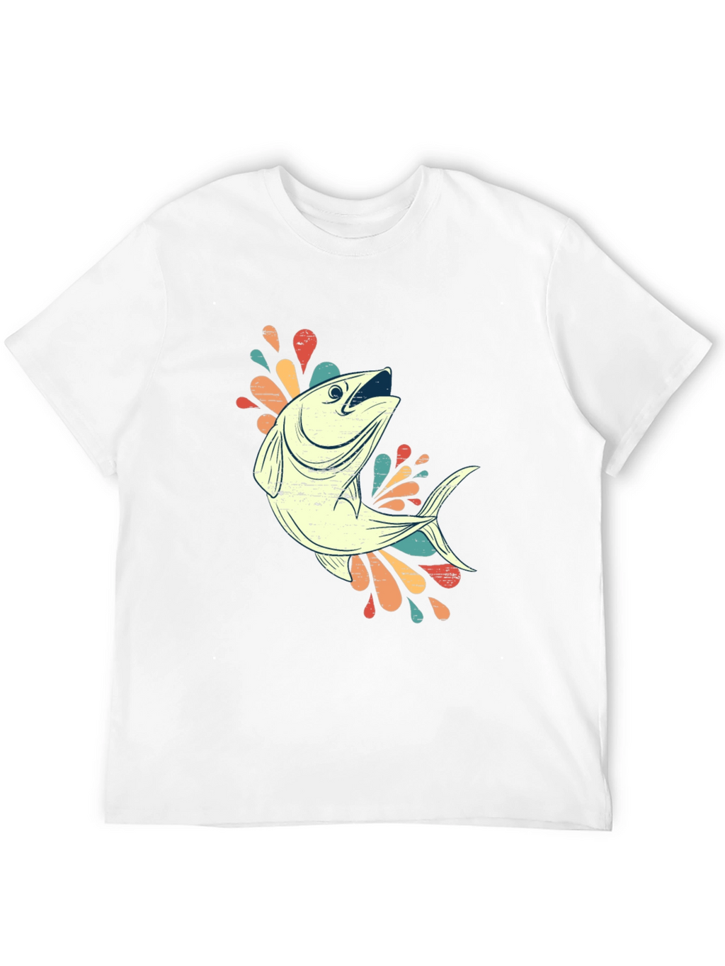 Retro Fishing Tee - Black Cotton Blend
